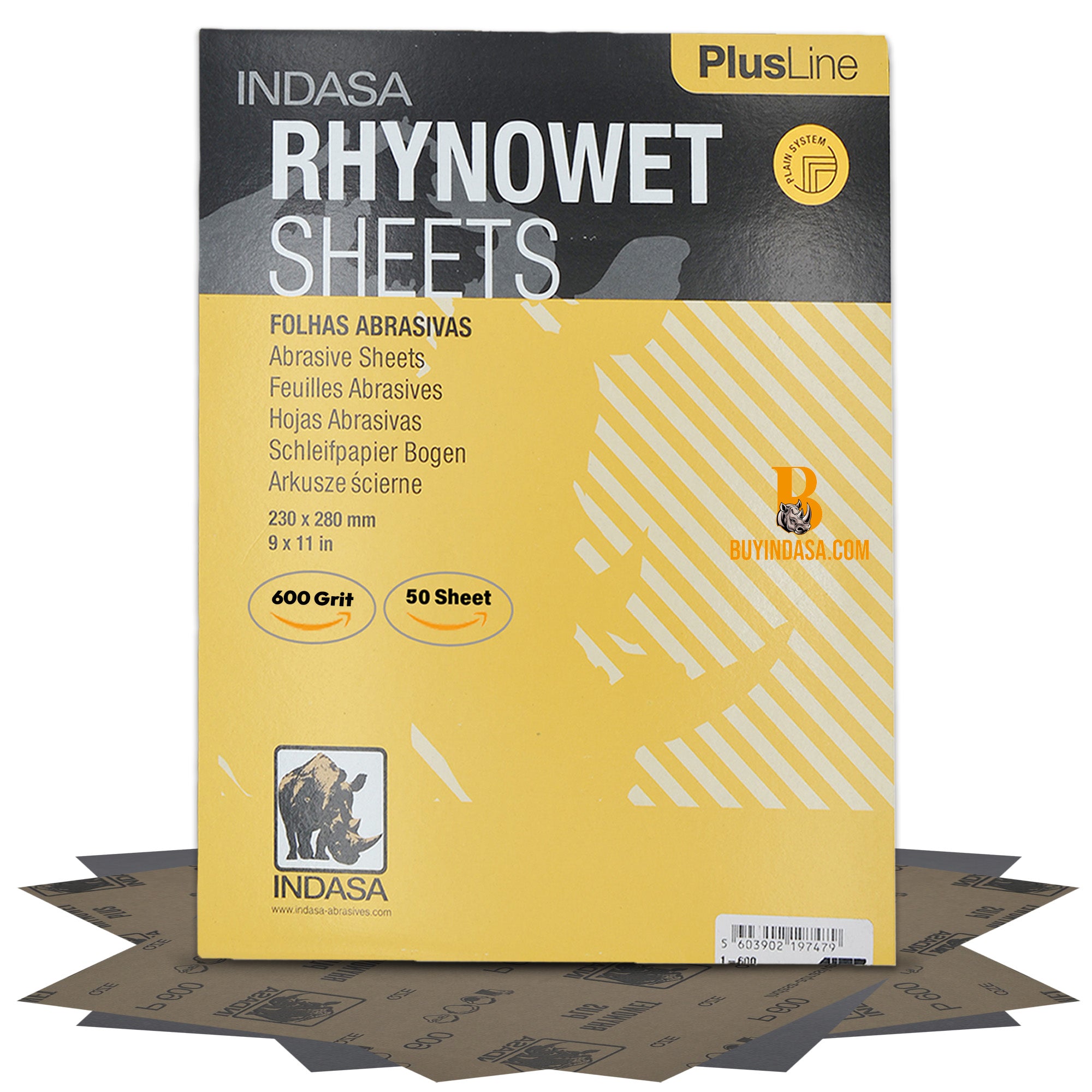 Indasa PlusLine Rhynowet Wet Sandpaper - Wet and Dry Sanding Sheets, 1 & 2 Series