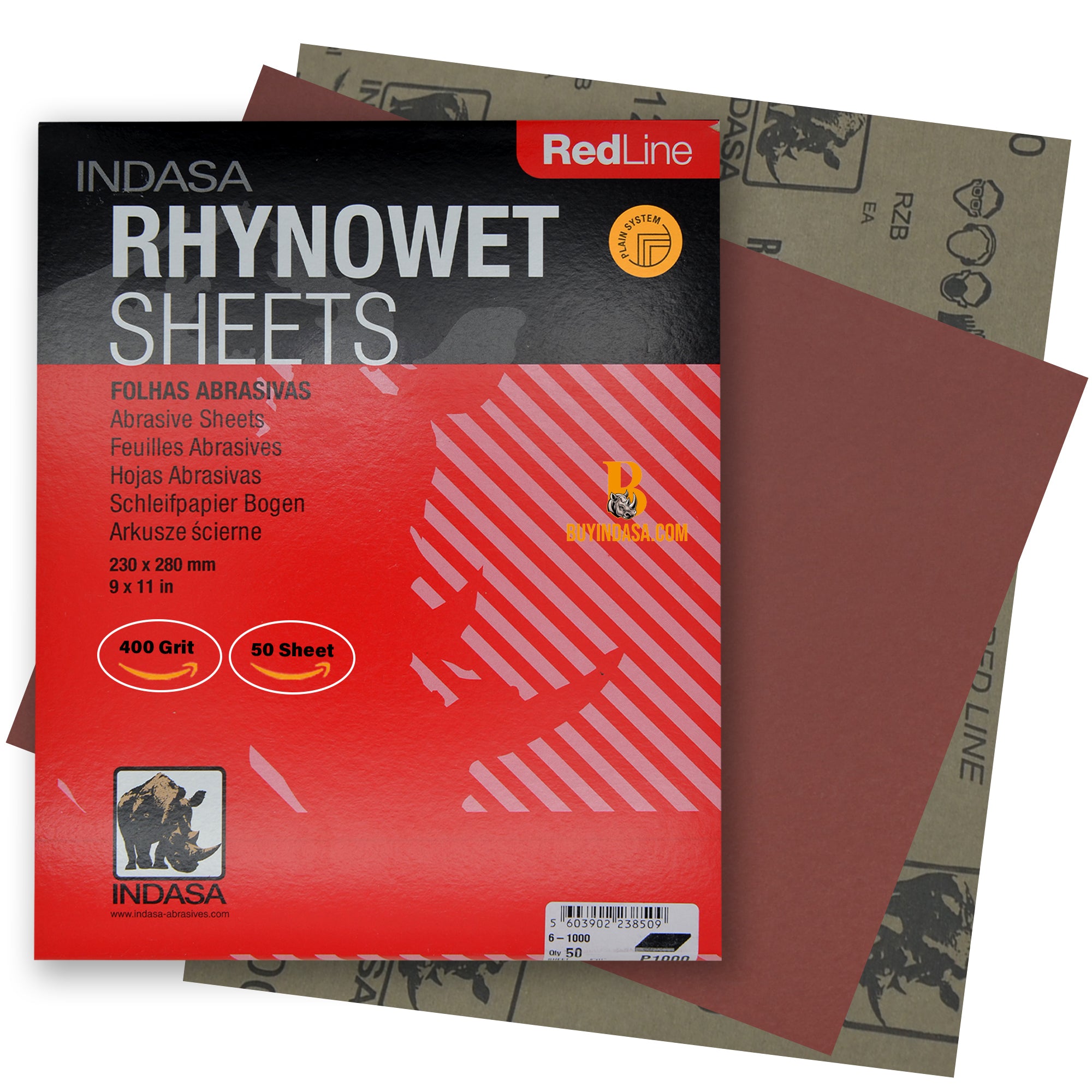 Indasa RedLine Rhynowet Wet Sandpaper - Wet & Dry Sanding Sheets, 6 & 7 Series