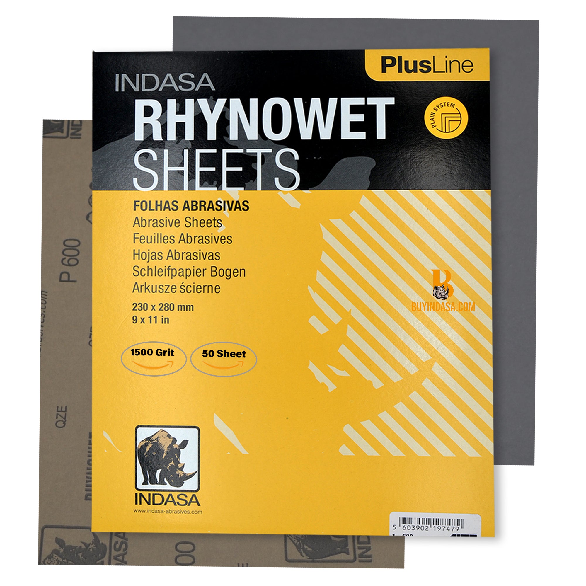 Indasa PlusLine Rhynowet Wet Sandpaper - Wet and Dry Sanding Sheets, 1 & 2 Series