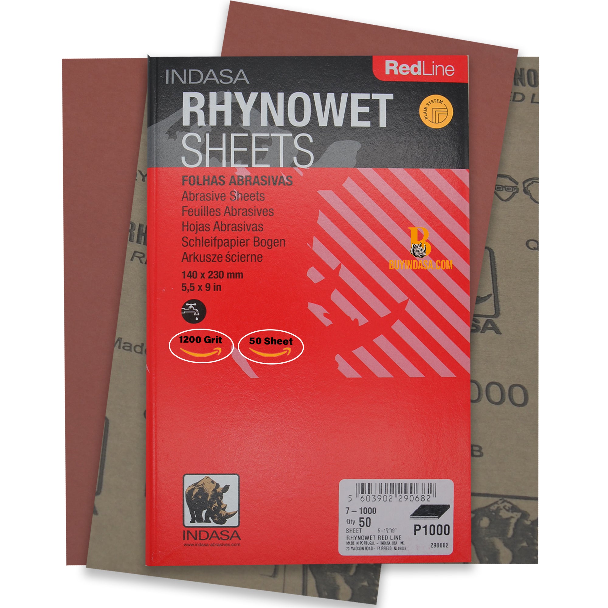Indasa RedLine Rhynowet Wet Sandpaper - Wet & Dry Sanding Sheets, 6 & 7 Series