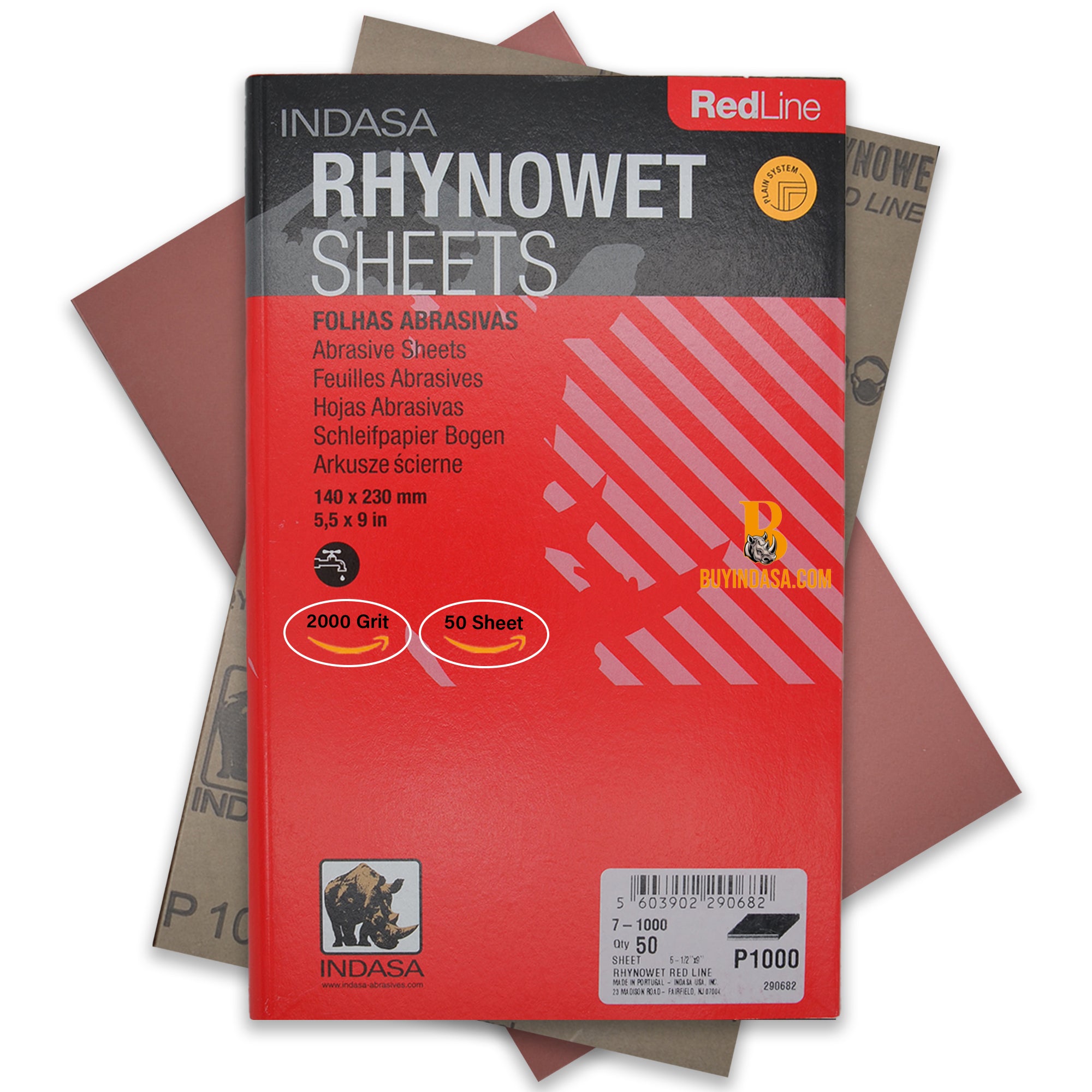 Indasa RedLine Rhynowet Wet Sandpaper - Wet & Dry Sanding Sheets, 6 & 7 Series