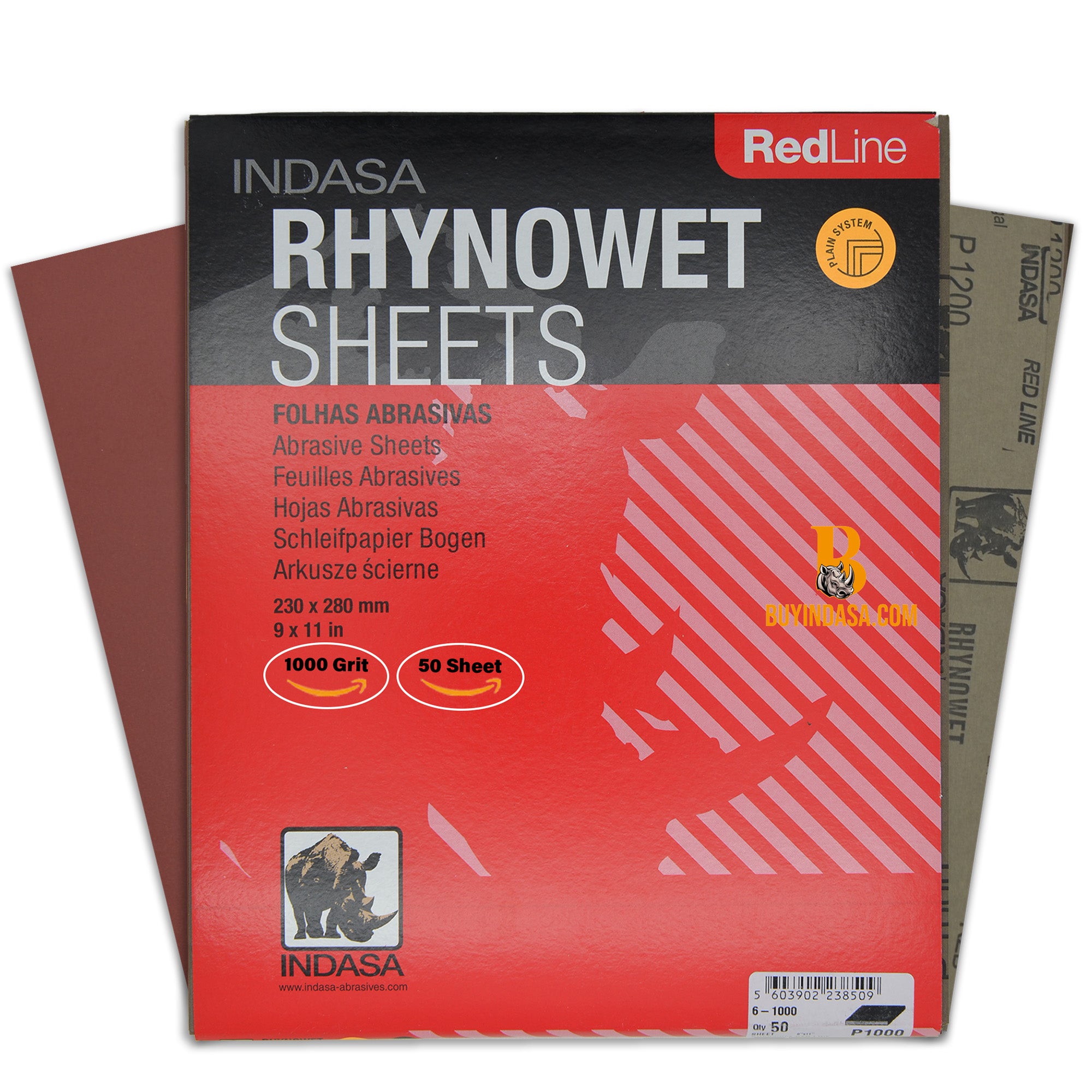 Indasa RedLine Rhynowet Wet Sandpaper - Wet & Dry Sanding Sheets, 6 & 7 Series