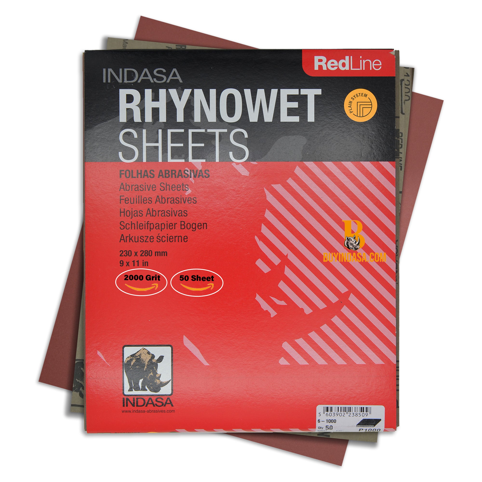 Indasa RedLine Rhynowet Wet Sandpaper - Wet & Dry Sanding Sheets, 6 & 7 Series