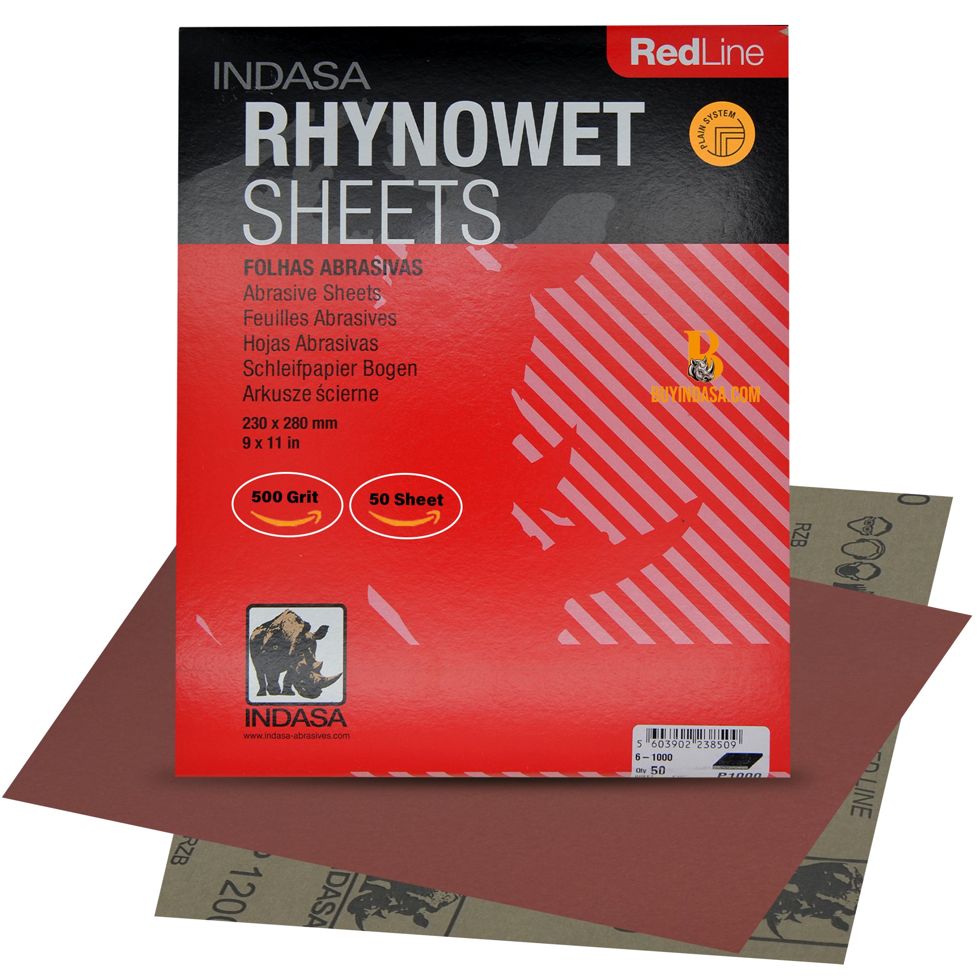 Indasa RedLine Rhynowet Wet Sandpaper - Wet & Dry Sanding Sheets, 6 & 7 Series