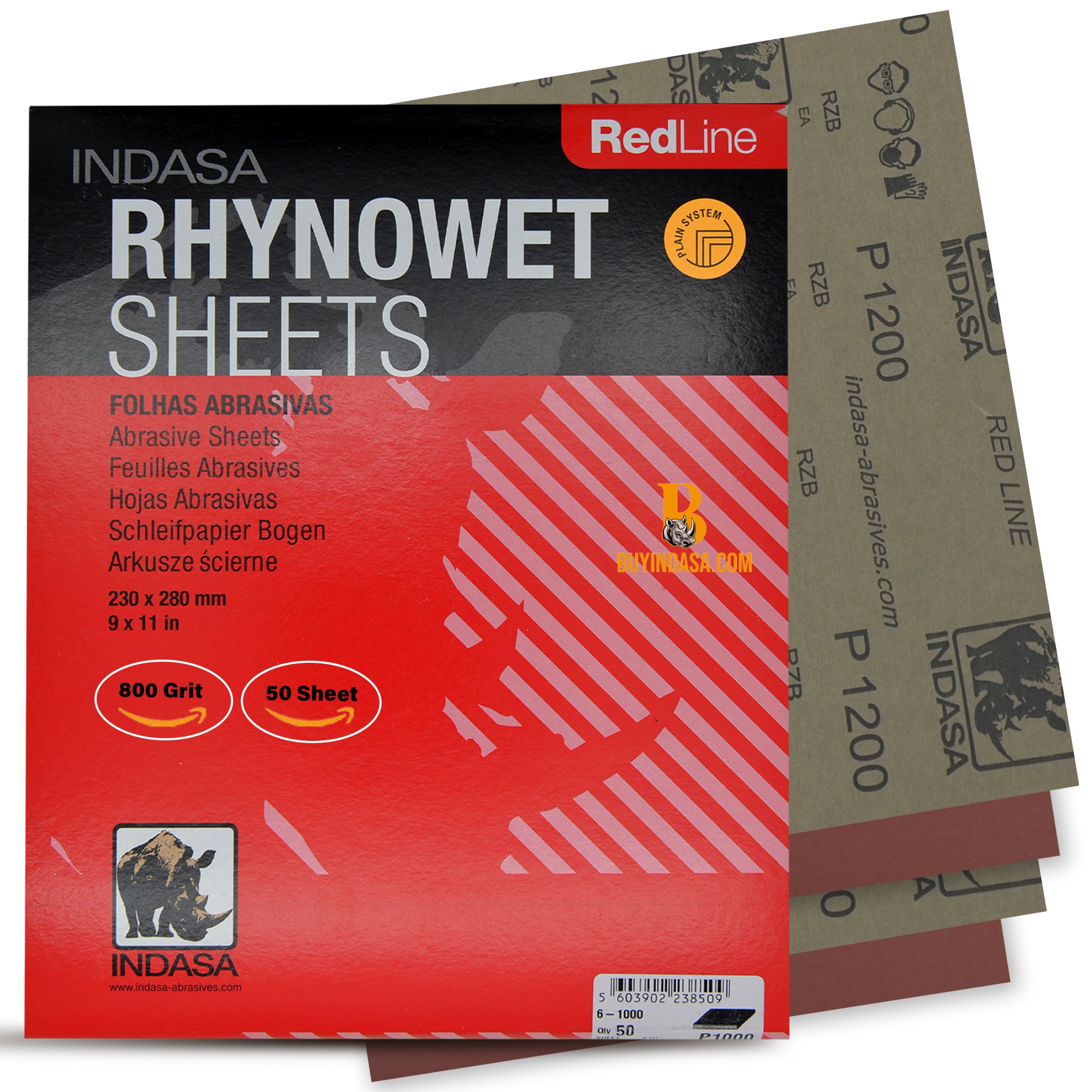 Indasa RedLine Rhynowet Wet Sandpaper - Wet & Dry Sanding Sheets, 6 & 7 Series