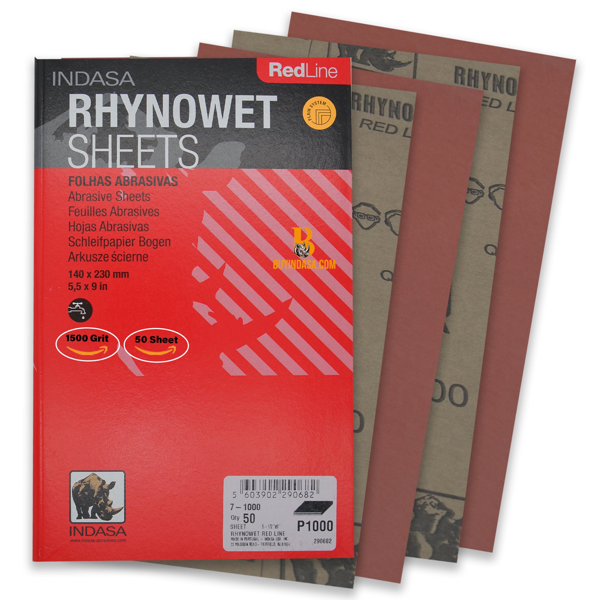 Indasa RedLine Rhynowet Wet Sandpaper - Wet & Dry Sanding Sheets, 6 & 7 Series