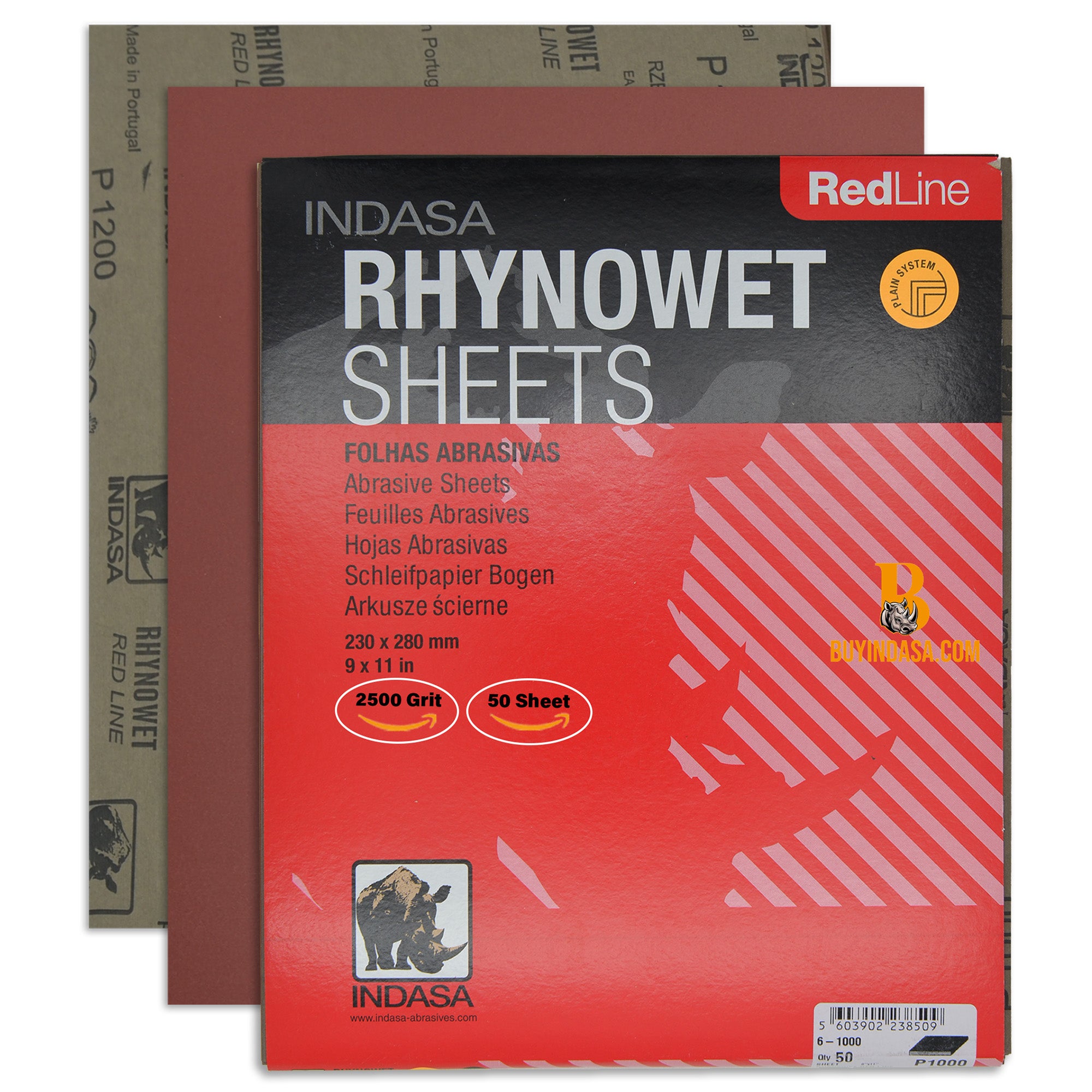 Indasa RedLine Rhynowet Wet Sandpaper - Wet & Dry Sanding Sheets, 6 & 7 Series
