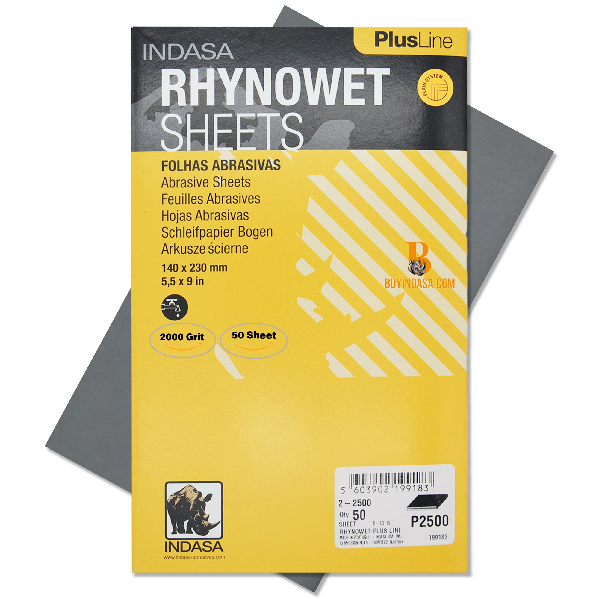 Indasa PlusLine Rhynowet Wet Sandpaper - Wet and Dry Sanding Sheets, 1 & 2 Series