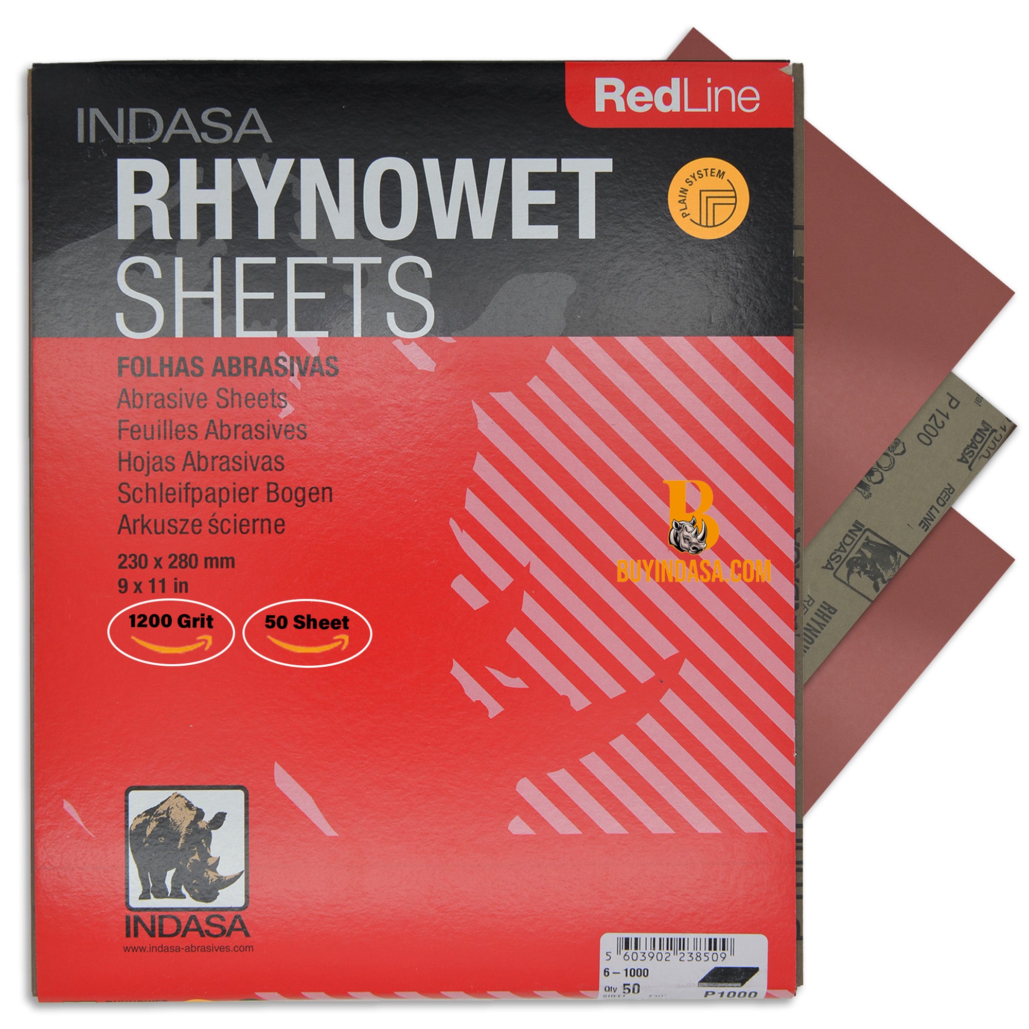 Indasa RedLine Rhynowet Wet Sandpaper - Wet & Dry Sanding Sheets, 6 & 7 Series
