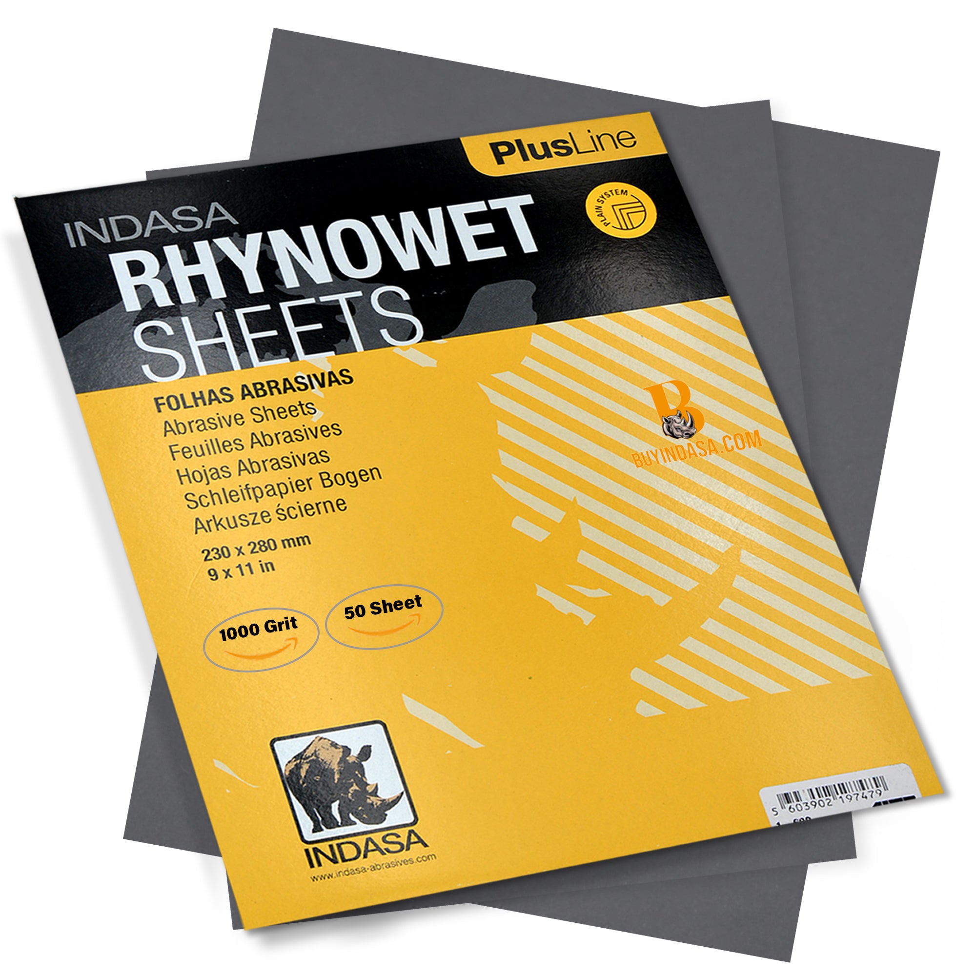 Indasa PlusLine Rhynowet Wet Sandpaper - Wet and Dry Sanding Sheets, 1 & 2 Series