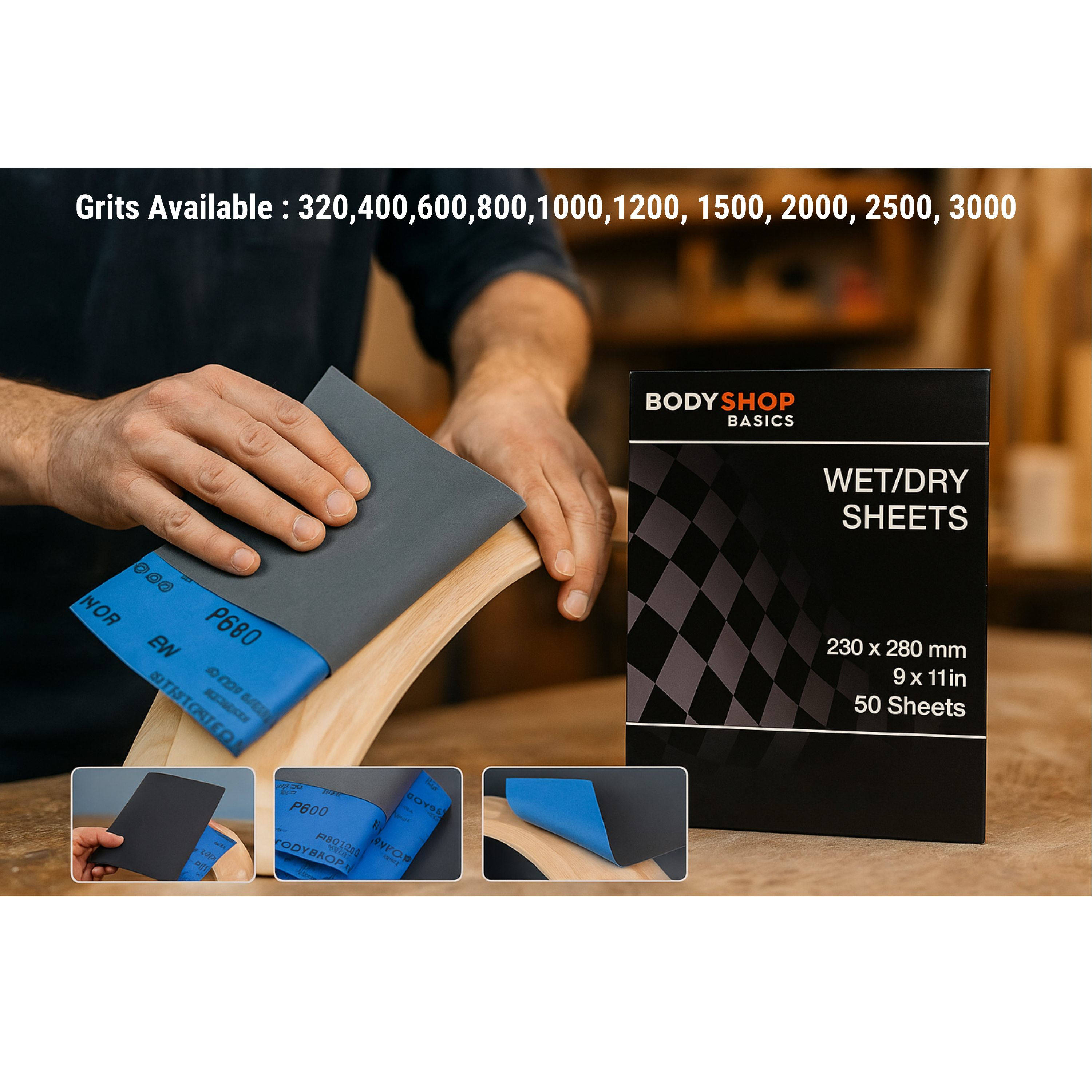 Wet/Dry Sanding Sheets 9"x11" Fine Grit Waterproof - Spec Sheet | UnitedFinish.com