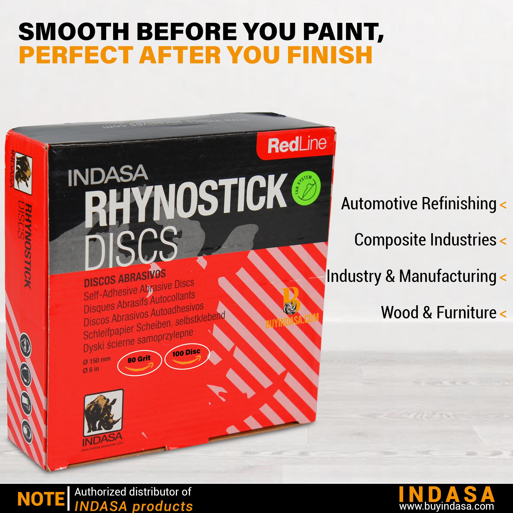 Indasa 6in Rhynostick Red Line Solid Discs 600 Series - Side View | UnitedFinish.com