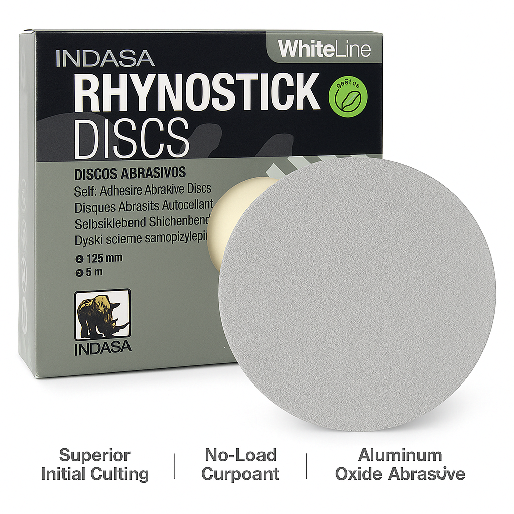 5" Complete Finishing Set Indasa Rhynostick White Line PSA Sanding Discs | UnitedFinish.com