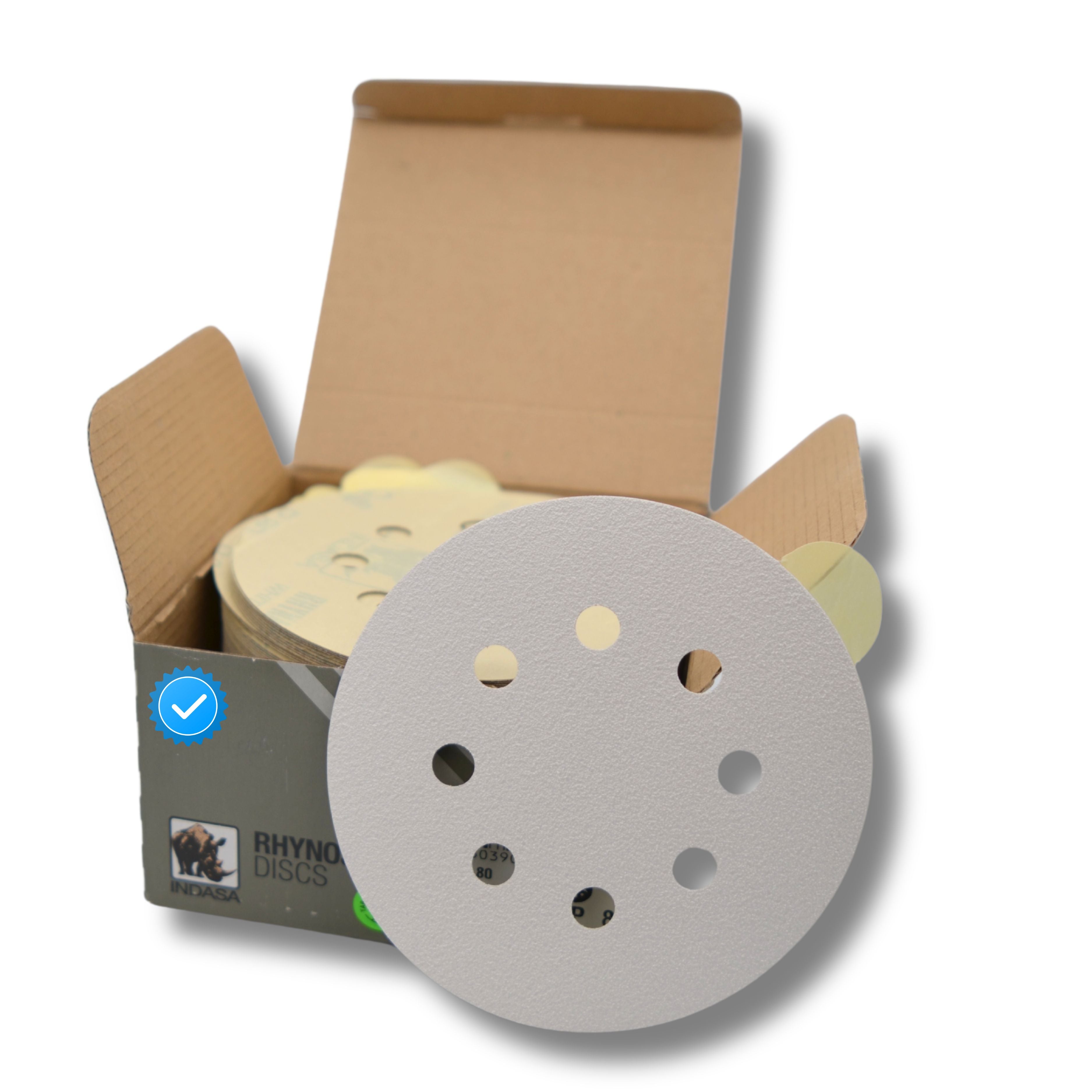 Indasa 5in 8-Hole WhiteLine Rhynostick Vacuum Sanding Discs 56 Series by INDASA | UnitedFinish.com