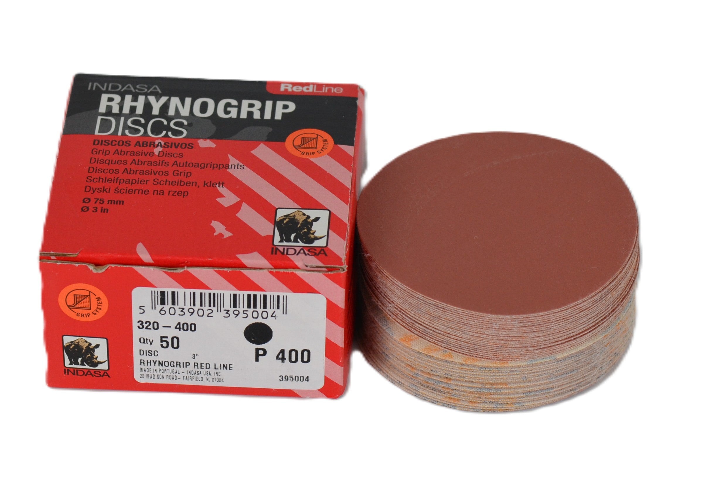 Indasa 3in Rhynogrip Redline Solid Discs 320 Series - Side View | UnitedFinish.com