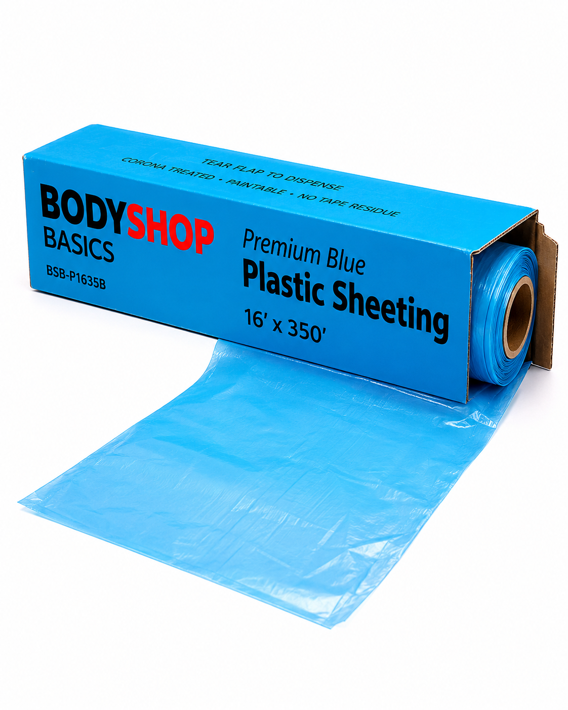 BodyShop Basics Premium Blue Plastic Sheeting 16 ft x 350 ft – Automotive Paint Masking Film for Collision Repair & Refinishing,BSB-P1635B