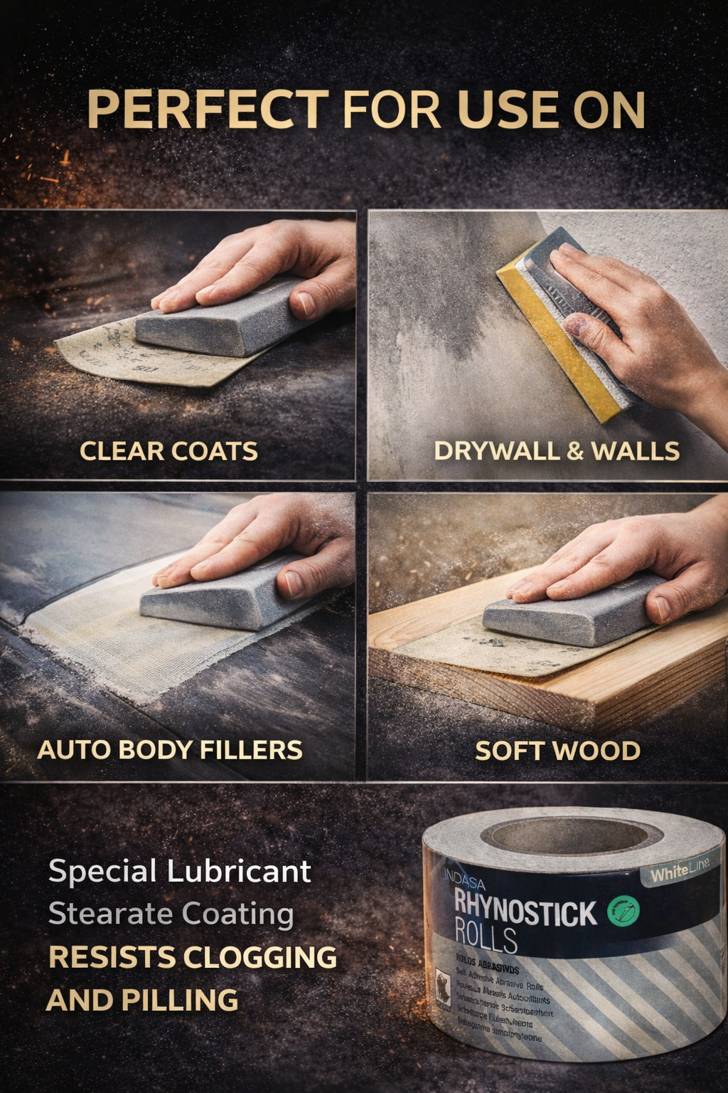 Indasa 2.75" Rhynostick Whiteline PSA Sanding Rolls, 96 Series