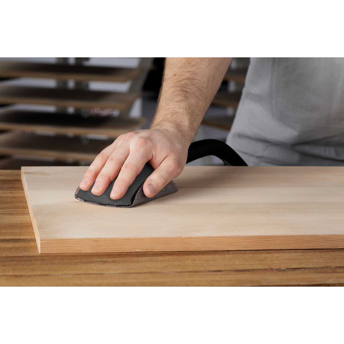 Mirka 6 Inch Roundy Dust-Free Vacuum Sanding Block - Application | UnitedFinish.com