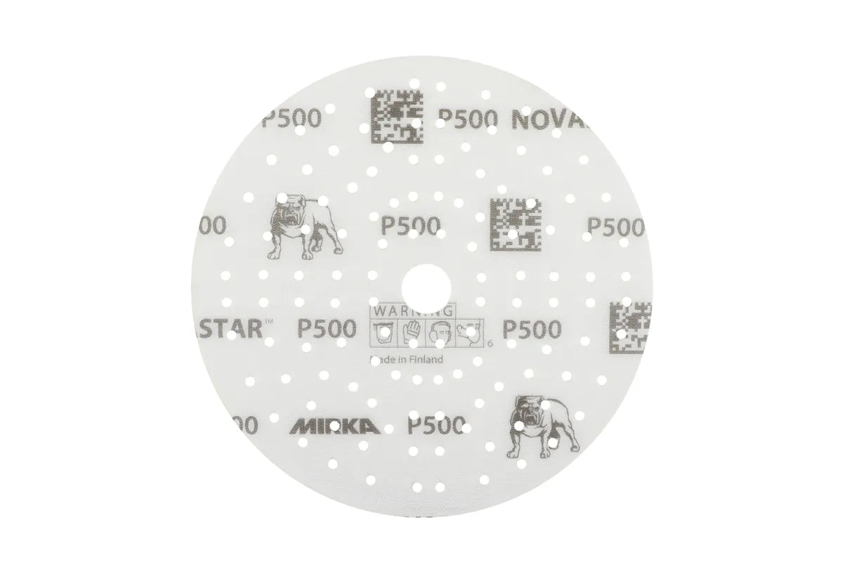 Mirka NOVASTAR 6 Inch Grip 121 Holes Sanding Discs - Side View | UnitedFinish.com