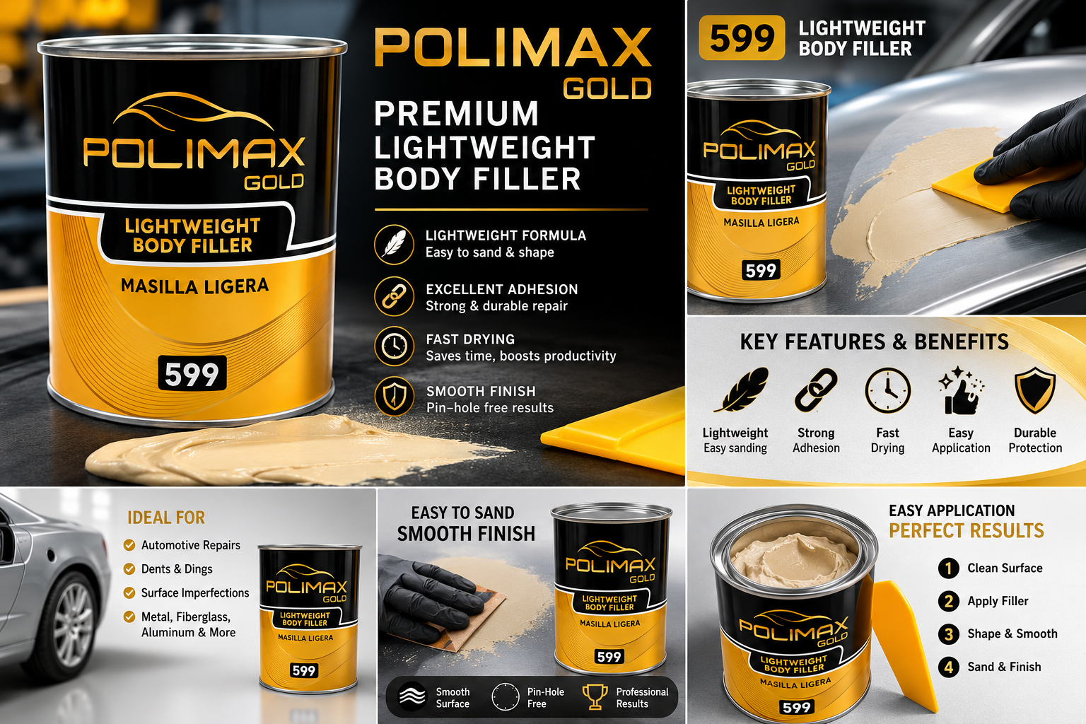 Polimax LW Gold Premium Body Filler (3L)