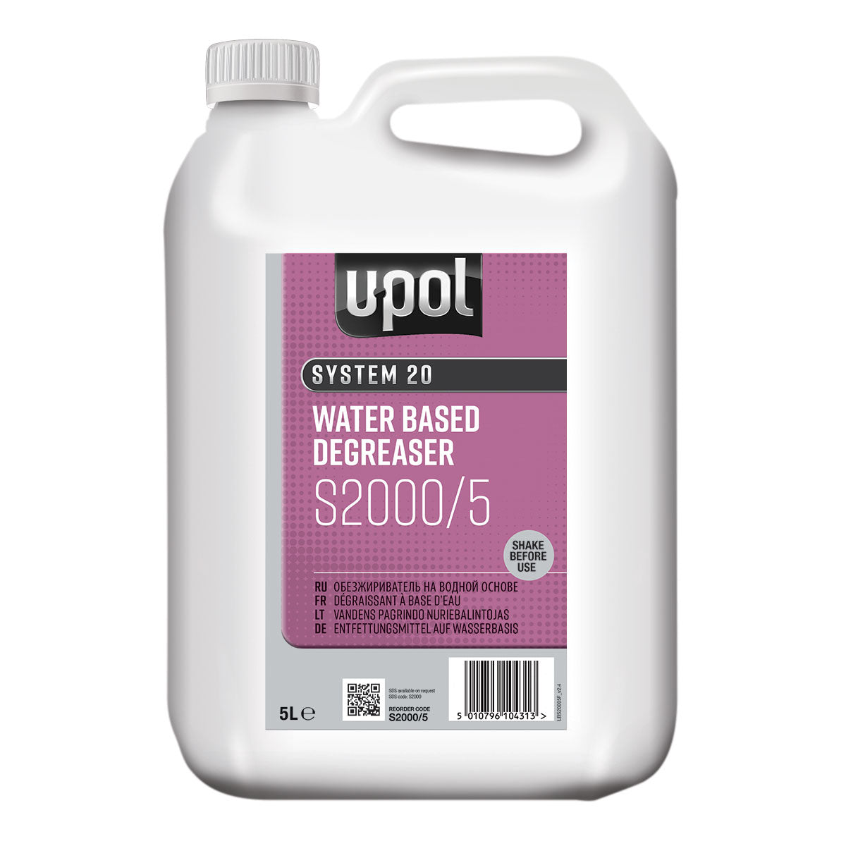U-POL SYSTEM 20 S2000 Water-Based Degreaser & Anti-Silicone Panel Wipe,S2000/5