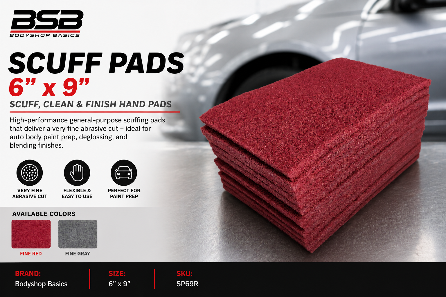 BSB Scuff Pads 6x9 inch (Fine Red), SP69R