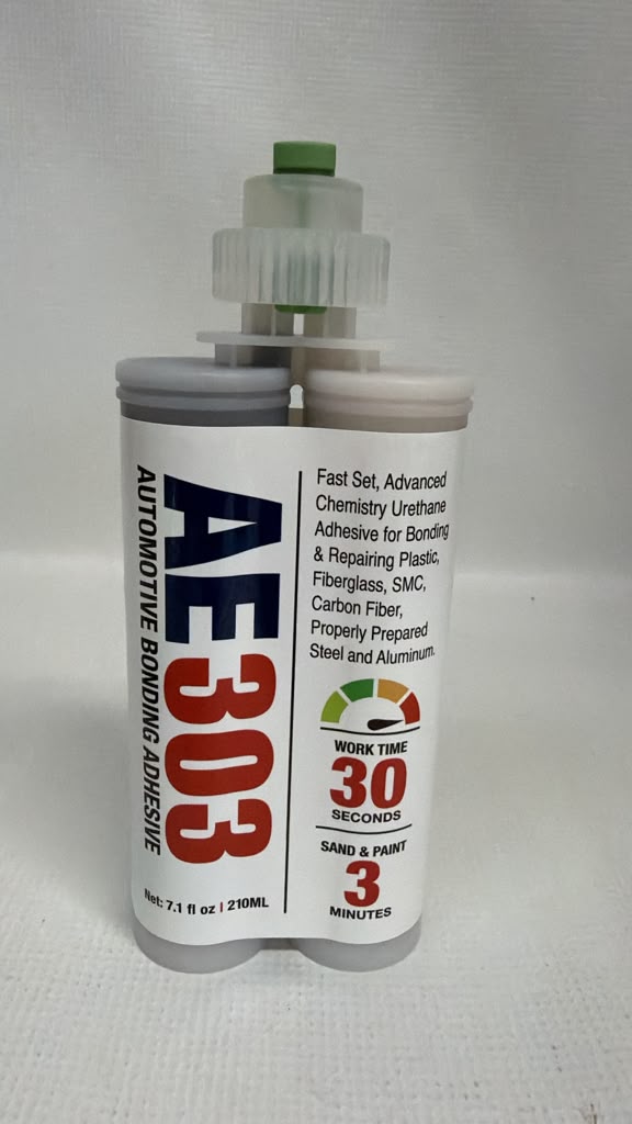 Adhesive Engineering AE 303 Automotive Bonding Adhesive, 30-Second Fast Set – 210 mL Kit with 3 Mixing Nozzles