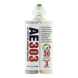 Adhesive Engineering AE 303 Automotive Bonding Adhesive, 30-Second Fast Set – 210 mL Kit with 3 Mixing Nozzles
