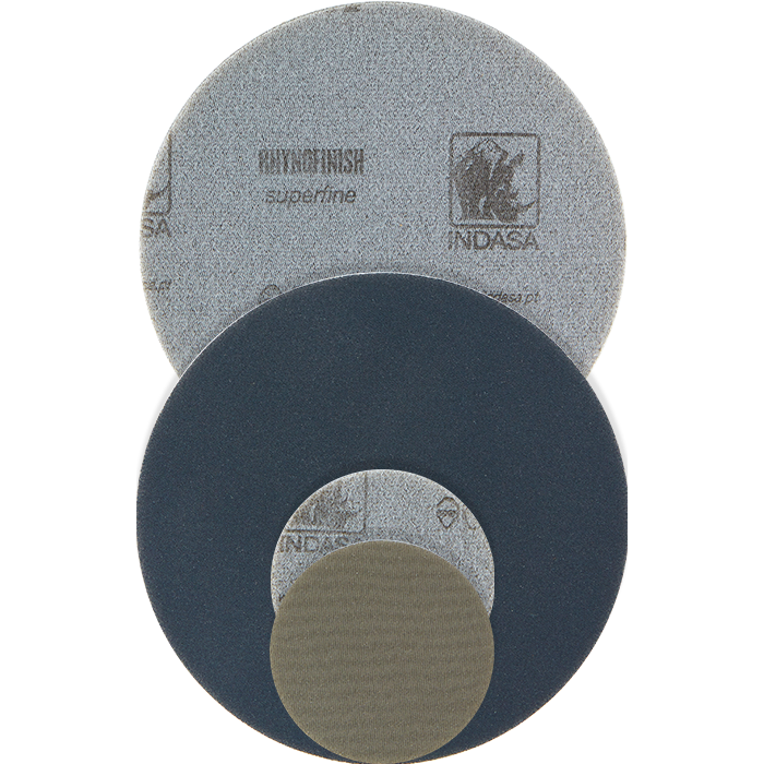 Indasa 3in Rhynofinish Foam Finishing Discs - Side View | UnitedFinish.com