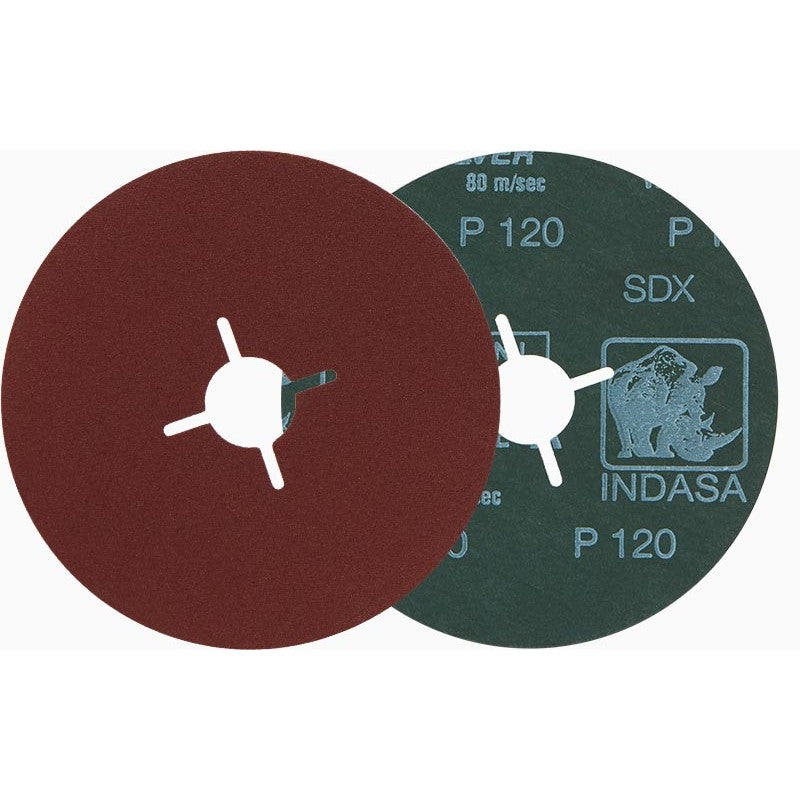 Indasa 4.5" Rhynofibre "A" Silver Resin Fiber Grinding Discs, 4500 Series