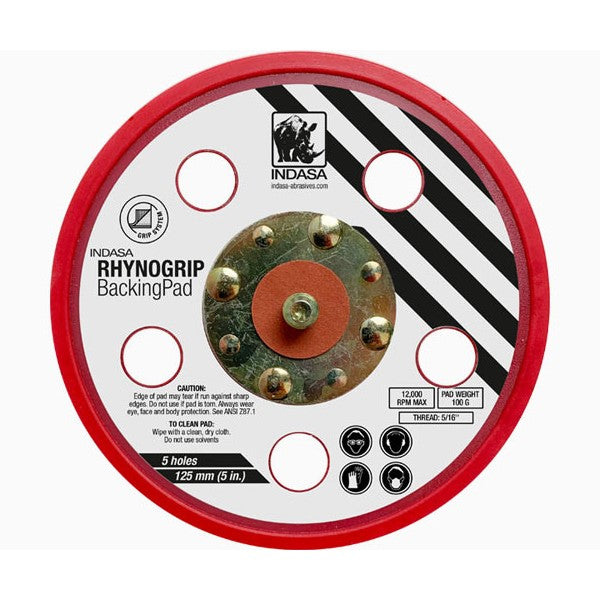 Indasa 5in 5-Hole Grip Backup Pad 6002-5H - Side View | UnitedFinish.com