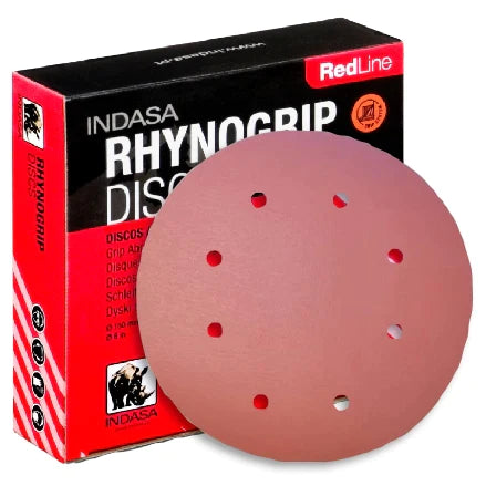 Indasa 8in Rhynogrip Red Line 8-Hole Vacuum Sanding Discs 830 Series by INDASA | UnitedFinish.com