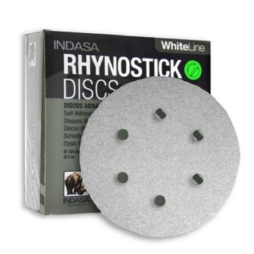 Indasa Whiteline Rhynostick 6" 6-Hole Vacumm Sanding Discs (Velcro Type), 64 Series