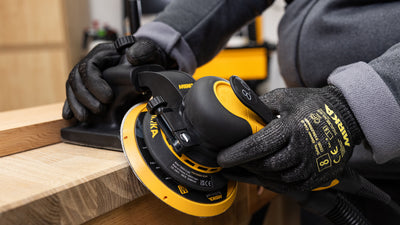 Mirka Edge Guide on DEROS II sanding oak