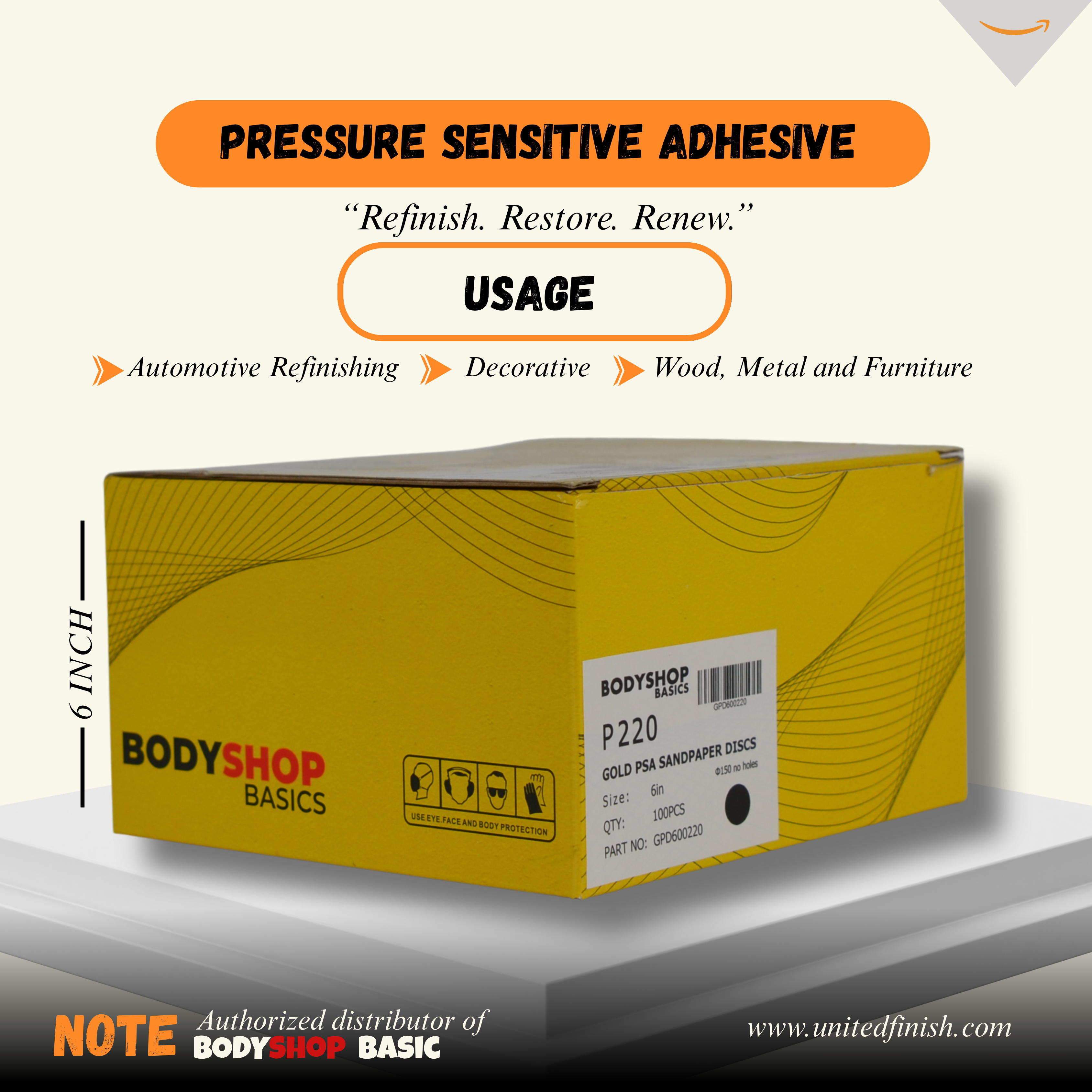 6" Sticky Back Sanding Discs - PSA Self-Adhesive Sandpaper for Automotive, Wood & Drywall | Grit 40-400
