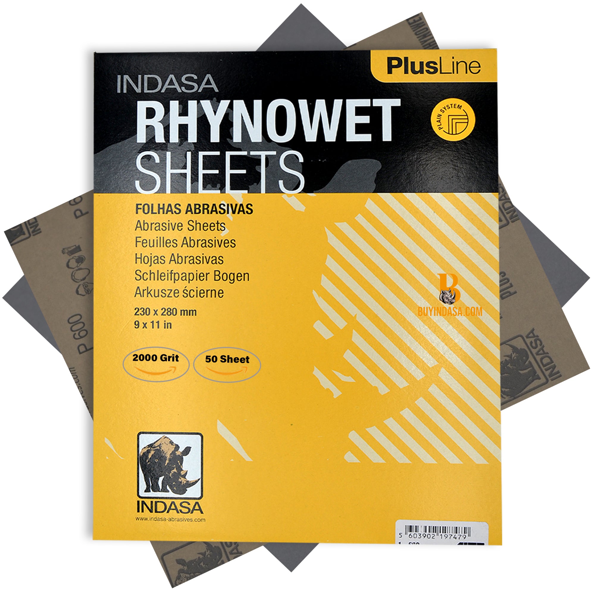 Indasa PlusLine Rhynowet Wet Sandpaper - Wet and Dry Sanding Sheets, 1 & 2 Series