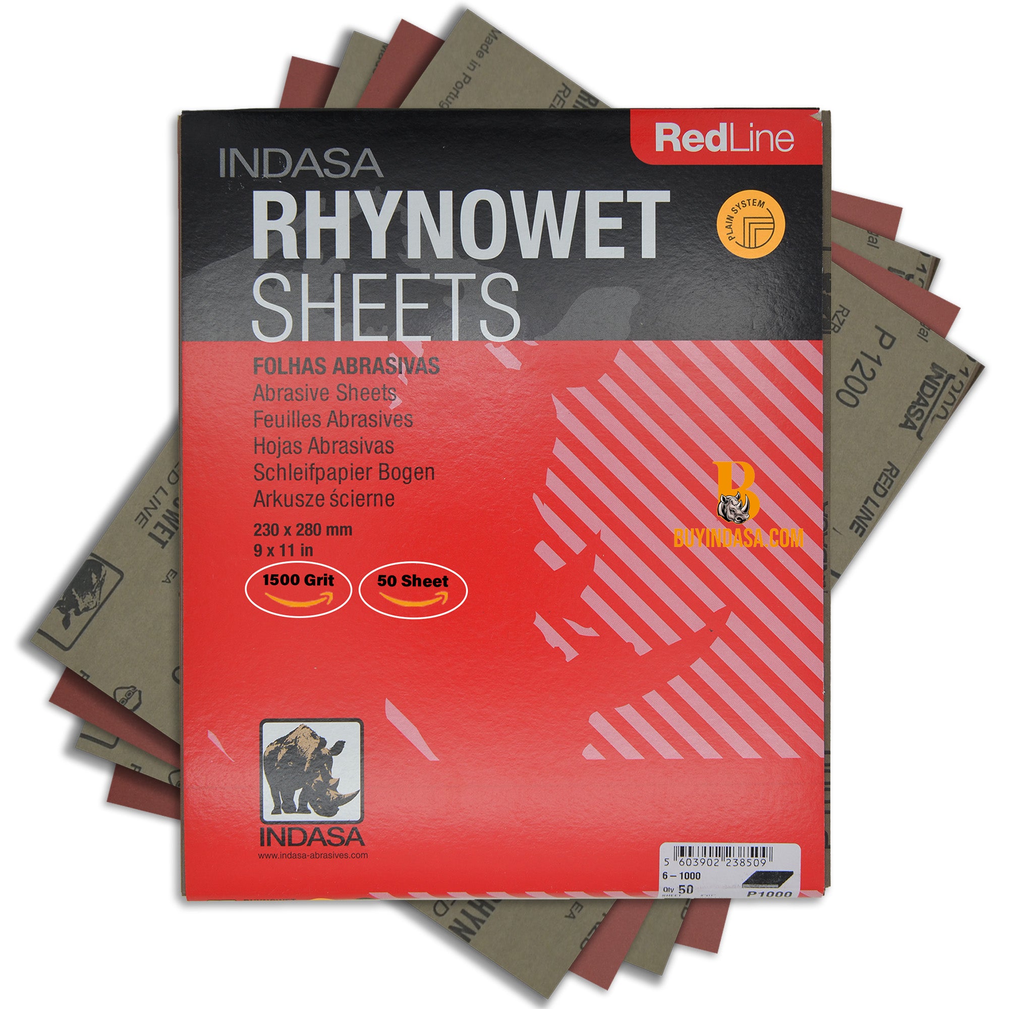 Indasa RedLine Rhynowet Wet Sandpaper - Wet & Dry Sanding Sheets, 6 & 7 Series