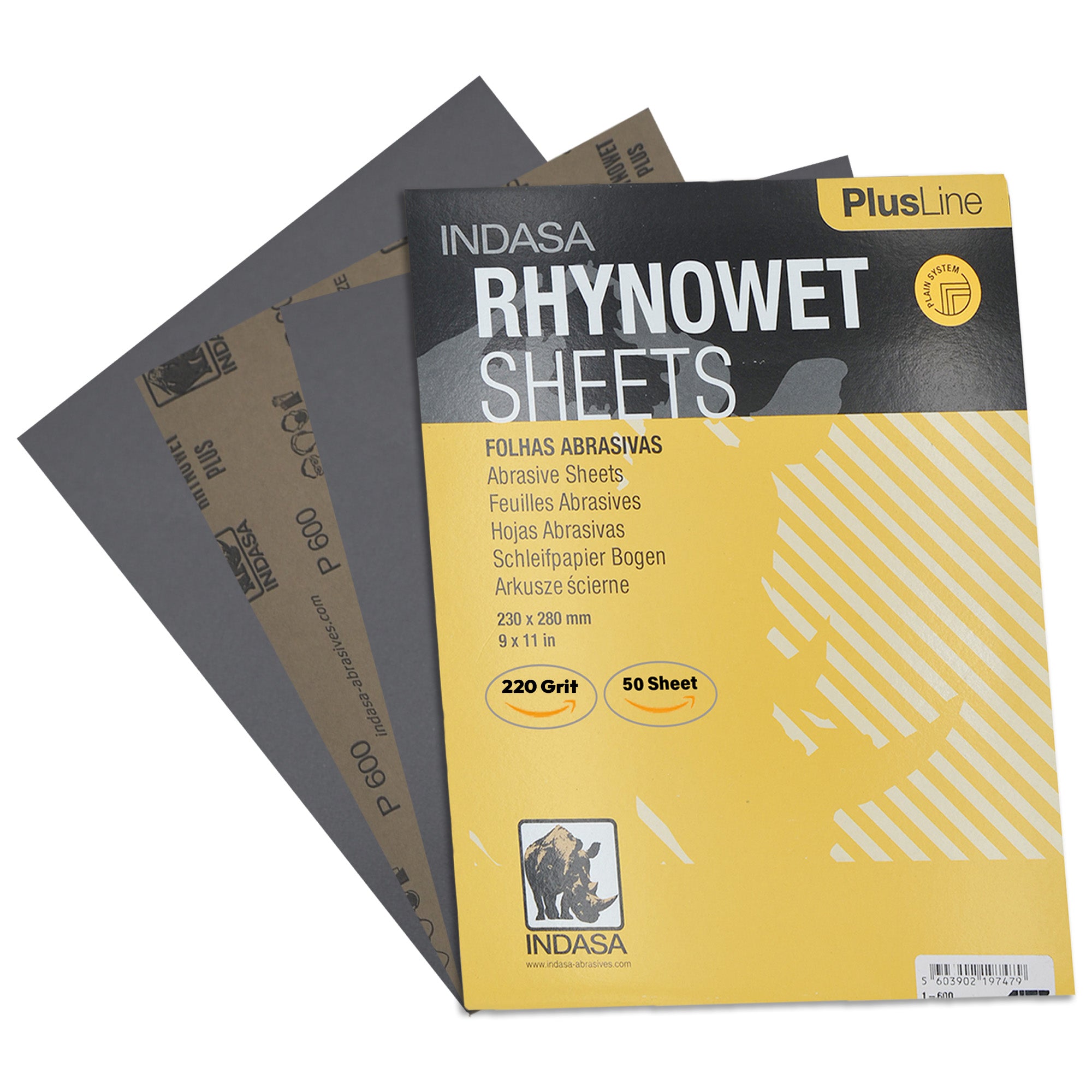 Indasa PlusLine Rhynowet Wet Sandpaper - Wet and Dry Sanding Sheets, 1 & 2 Series