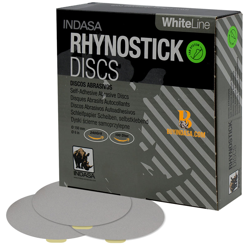 Indasa 6" Rhynostick Whiteline PSA Solid Sanding Discs, 60 Series