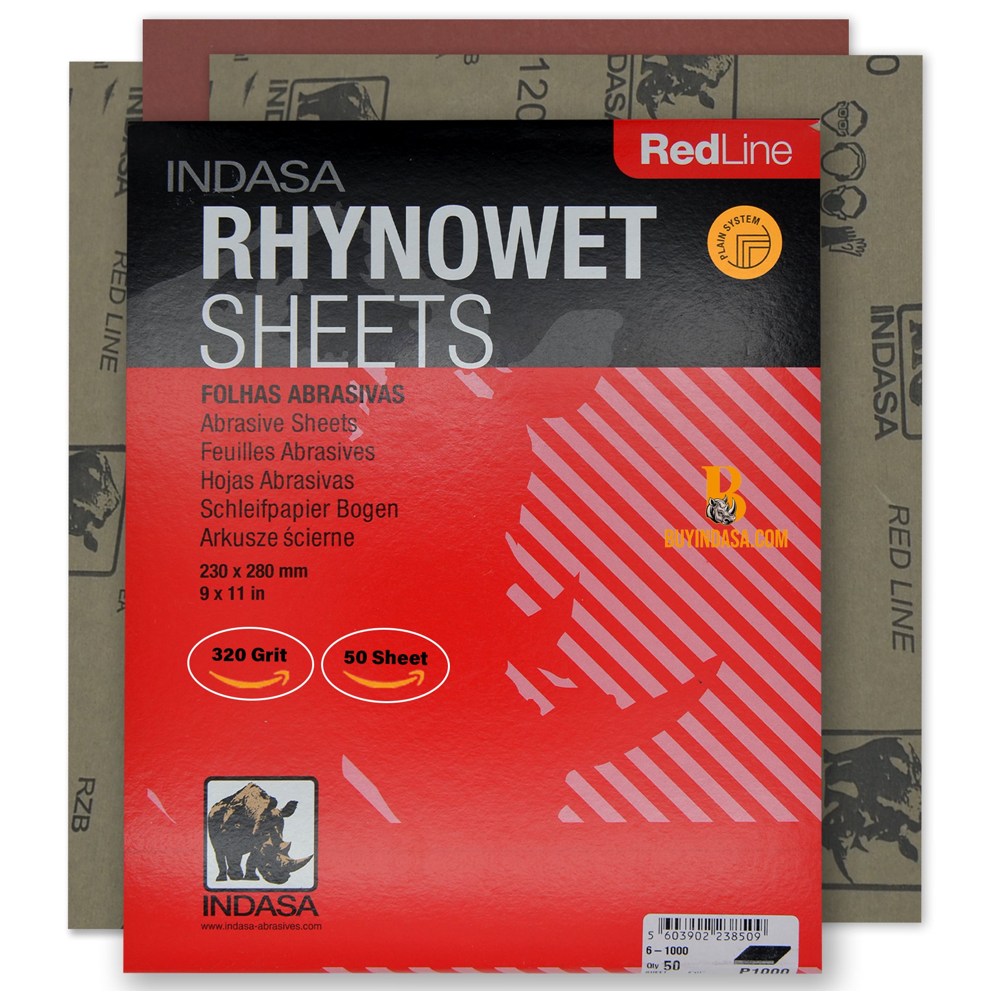 Indasa RedLine Rhynowet Wet Sandpaper - Wet & Dry Sanding Sheets, 6 & 7 Series