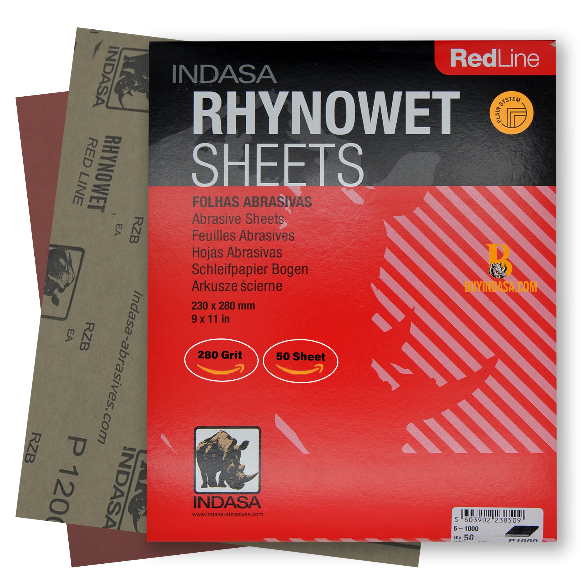 Indasa RedLine Rhynowet Wet Sandpaper - Wet & Dry Sanding Sheets, 6 & 7 Series