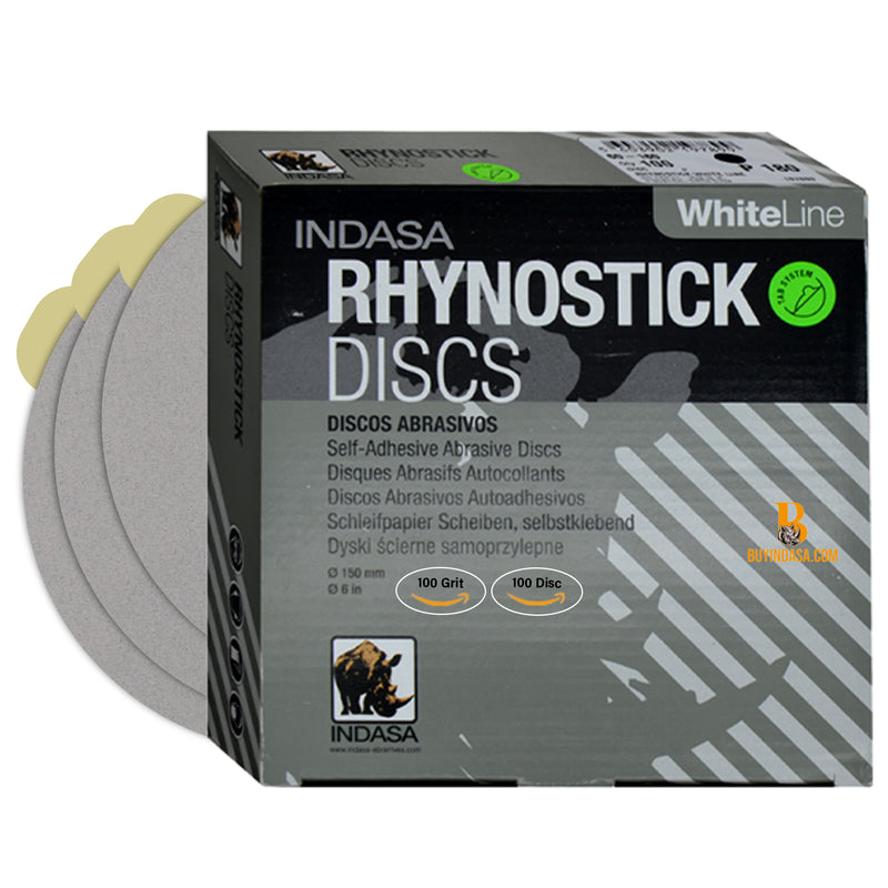 Indasa 6" Rhynostick Whiteline PSA Solid Sanding Discs, 60 Series