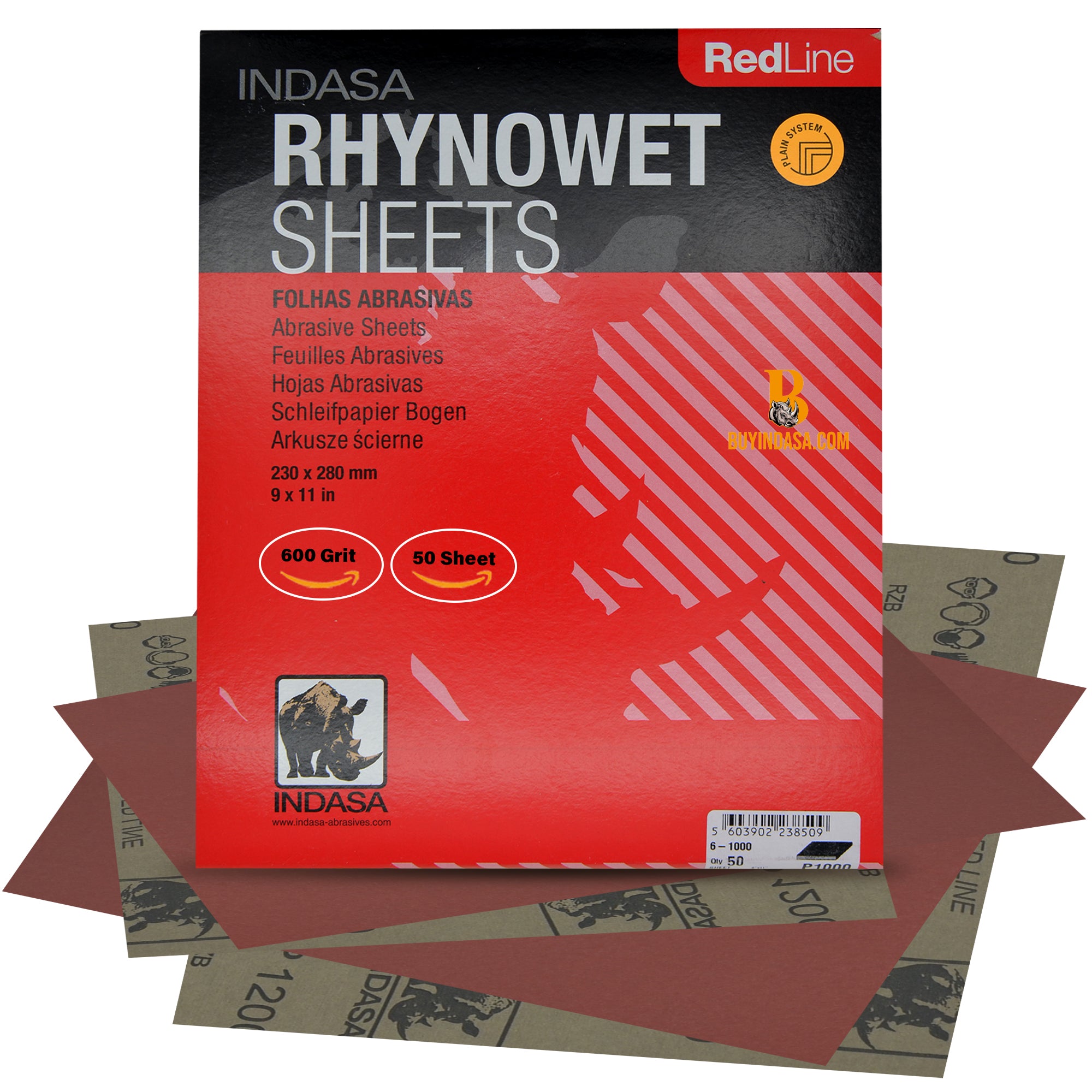 Indasa RedLine Rhynowet Wet Sandpaper - Wet & Dry Sanding Sheets, 6 & 7 Series