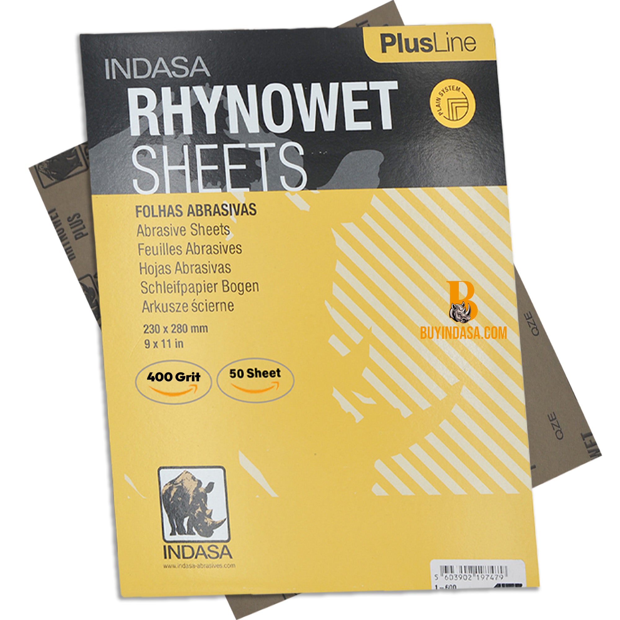 Indasa PlusLine Rhynowet Wet Sandpaper - Wet and Dry Sanding Sheets, 1 & 2 Series