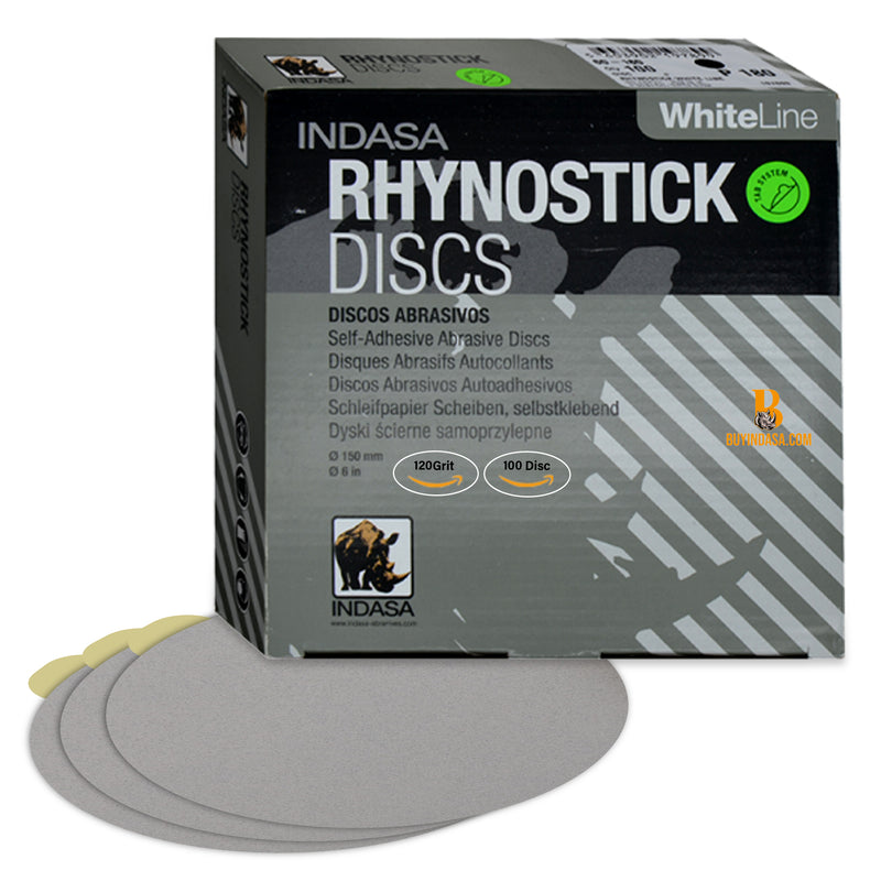 Indasa 6" Rhynostick Whiteline PSA Solid Sanding Discs, 60 Series