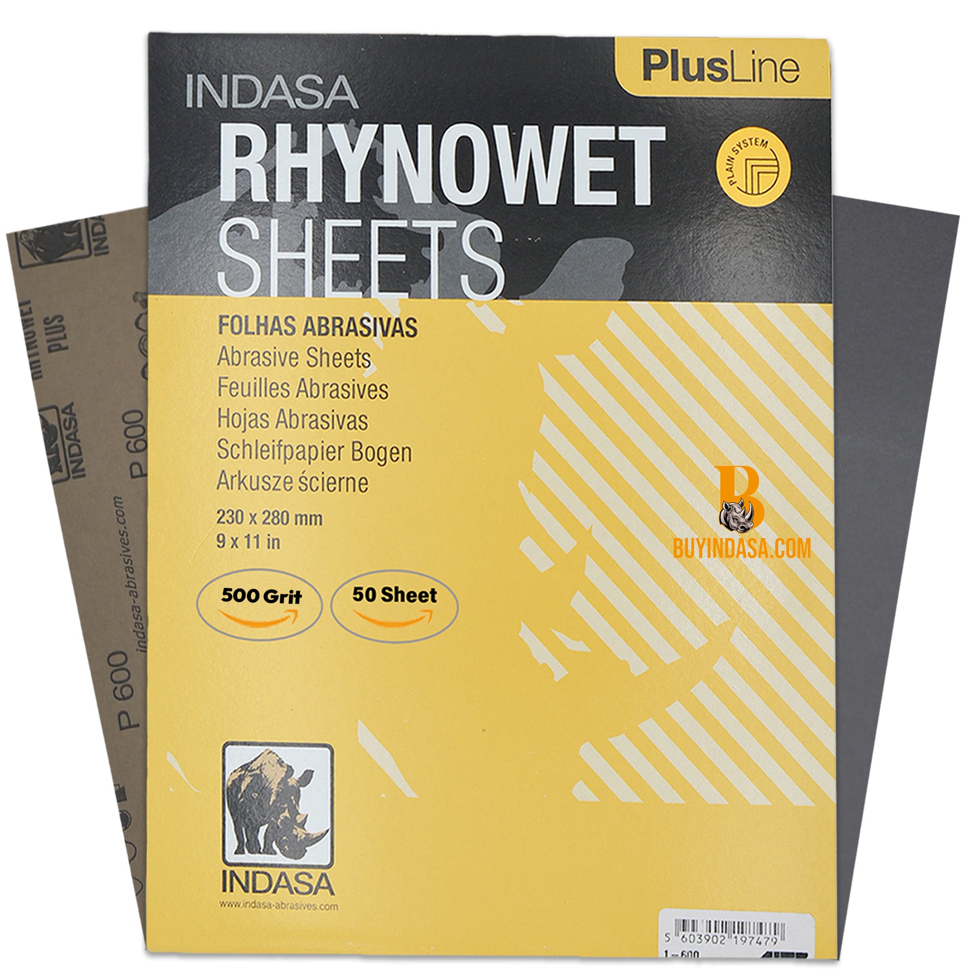 Indasa PlusLine Rhynowet Wet Sandpaper - Wet and Dry Sanding Sheets, 1 & 2 Series