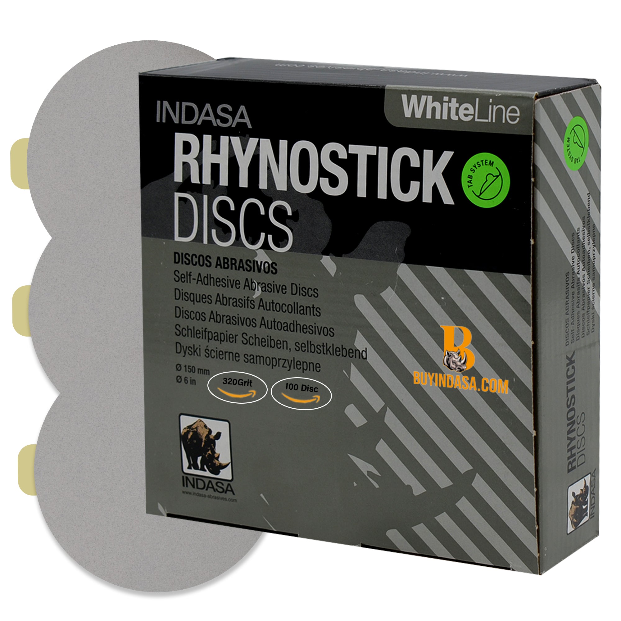 Indasa 6" Rhynostick White Line PSA Sanding Discs – Production Grade Abrasives (60 Series)