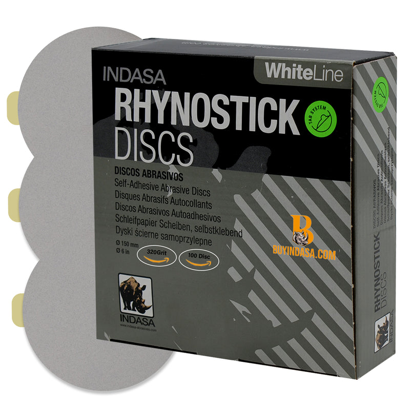 Indasa 6" Rhynostick Whiteline PSA Solid Sanding Discs, 60 Series