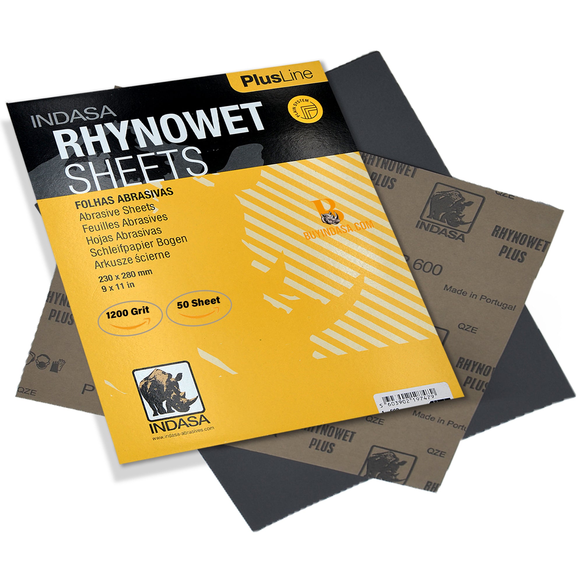 Indasa PlusLine Rhynowet Wet Sandpaper - Wet and Dry Sanding Sheets, 1 & 2 Series