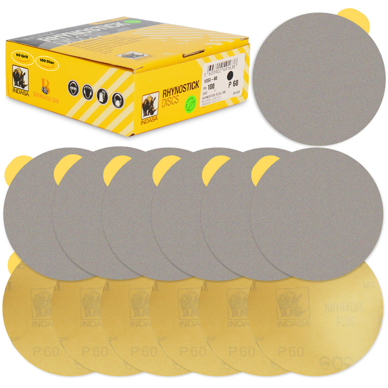 Indasa 5" Plus Line Rhynostick PSA Solid Sanding Discs, (1050 Series)